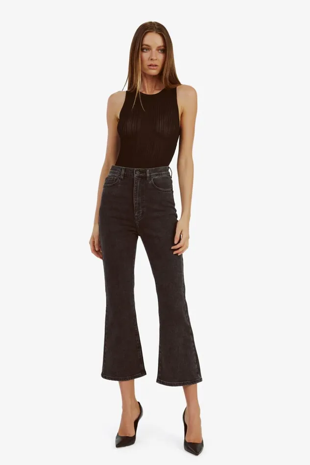 Bardot Flare Jean Heidi Flared Cropped Leg In Washed Black 8211 Women Bardot Flare Jean Heidi Flared Cropped Leg In Washed Black 8211 Women