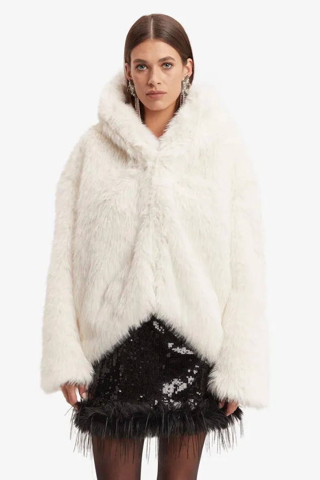 Bardot Jackets Callan Faux Fur Coat In White 8211 Women Bardot Jackets Callan Faux Fur Coat In White 8211 Women