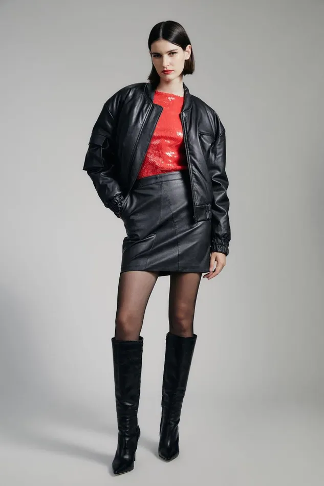 Bardot Jackets Vegan Leather Bomber Jacket In Black 8211 Women