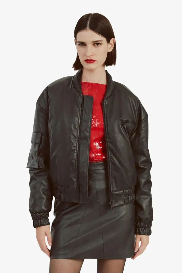 Bardot Jackets Vegan Leather Bomber Jacket In Black 8211 Women Bardot Jackets Vegan Leather Bomber Jacket In Black 8211 Women