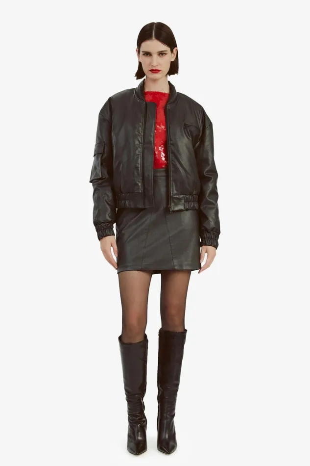 Bardot Jackets Vegan Leather Bomber Jacket In Black 8211 Women Bardot Jackets Vegan Leather Bomber Jacket In Black 8211 Women