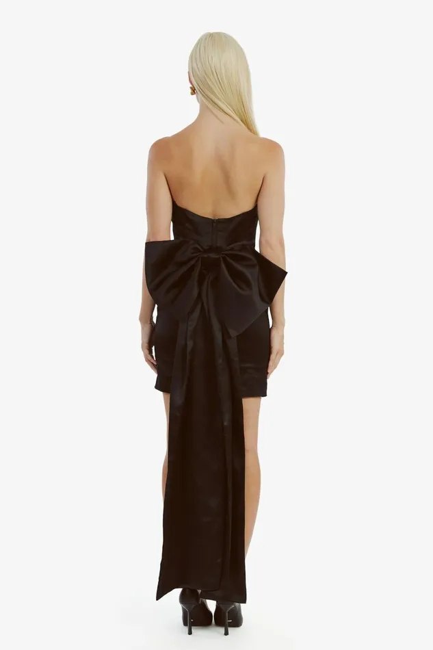 Bardot Party Dresses Eleni Bow Back Satin Dress In Black 8211 Women Bardot Party Dresses Eleni Bow Back Satin Dress In Black 8211 Women