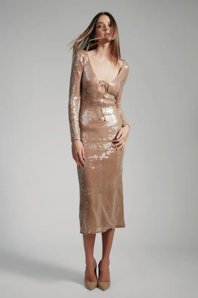 Bardot Party Dresses Verona Sequin Maxi Dress In Nude 8211 Women