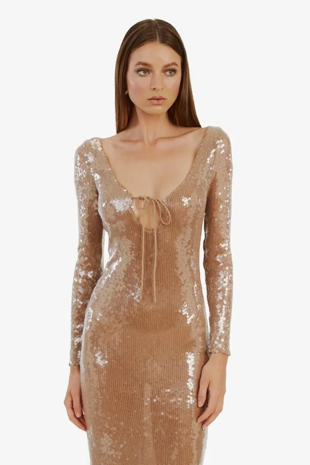 Bardot Party Dresses Verona Sequin Maxi Dress In Nude 8211 Women Bardot Party Dresses Verona Sequin Maxi Dress In Nude 8211 Women