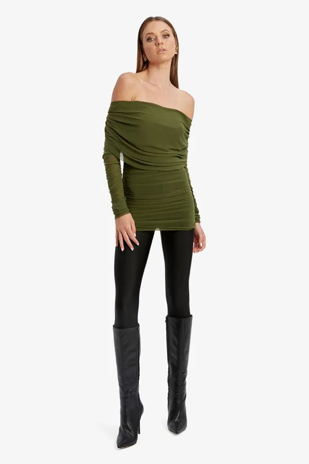Bardot Party Tops Camelia Mesh Top In Khaki 8211 Women Bardot Party Tops Camelia Mesh Top In Khaki 8211 Women