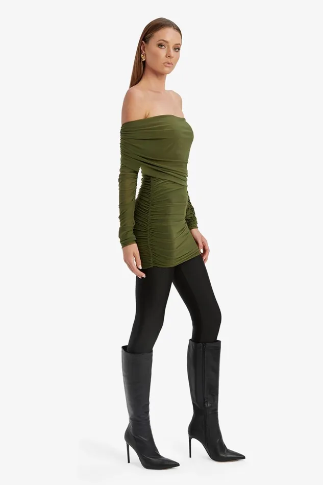 Bardot Party Tops Camelia Mesh Top In Khaki 8211 Women Bardot Party Tops Camelia Mesh Top In Khaki 8211 Women