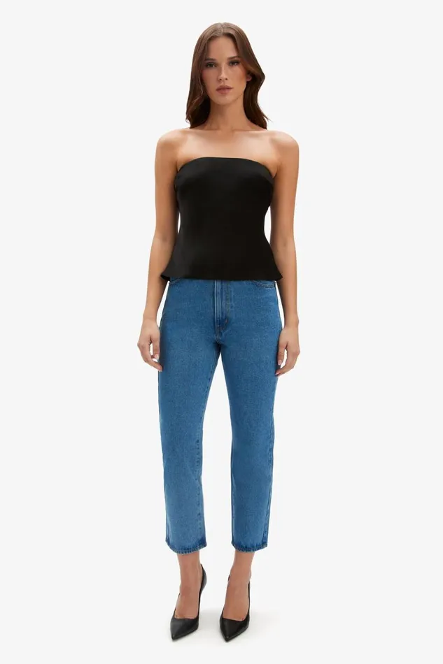 Bardot Party Tops Casette Strapless Satin Top In Black 8211 Women Bardot Party Tops Casette Strapless Satin Top In Black 8211 Women