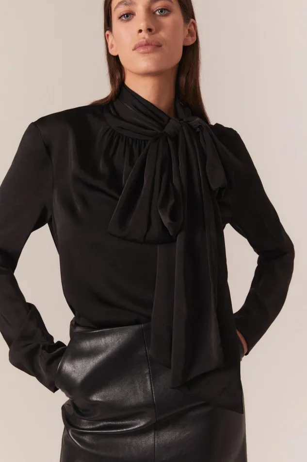 Bardot Party Tops Castian Satin Blouse In Black 8211 Women