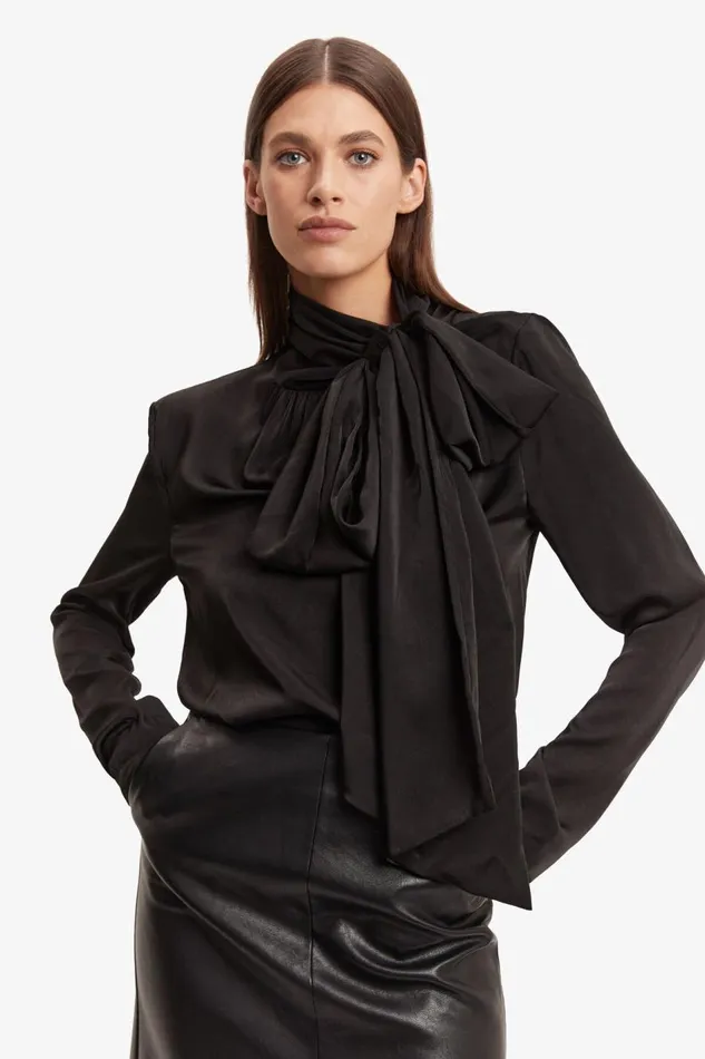 Bardot Party Tops Castian Satin Blouse In Black 8211 Women Bardot Party Tops Castian Satin Blouse In Black 8211 Women