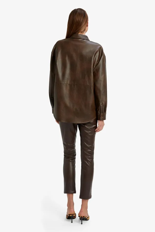 Bardot Shirts and Blouses Jaedon Vegan Leather Shirt In Dark Chocolate 8211 Women Bardot Shirts and Blouses Jaedon Vegan Leather Shirt In Dark Chocolate 8211 Women