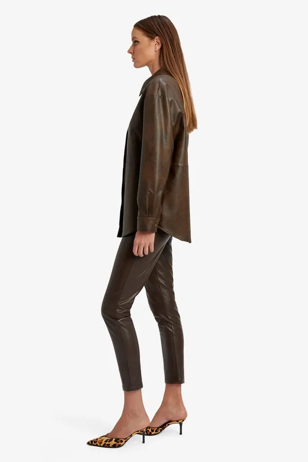 Bardot Shirts and Blouses Jaedon Vegan Leather Shirt In Dark Chocolate 8211 Women Bardot Shirts and Blouses Jaedon Vegan Leather Shirt In Dark Chocolate 8211 Women