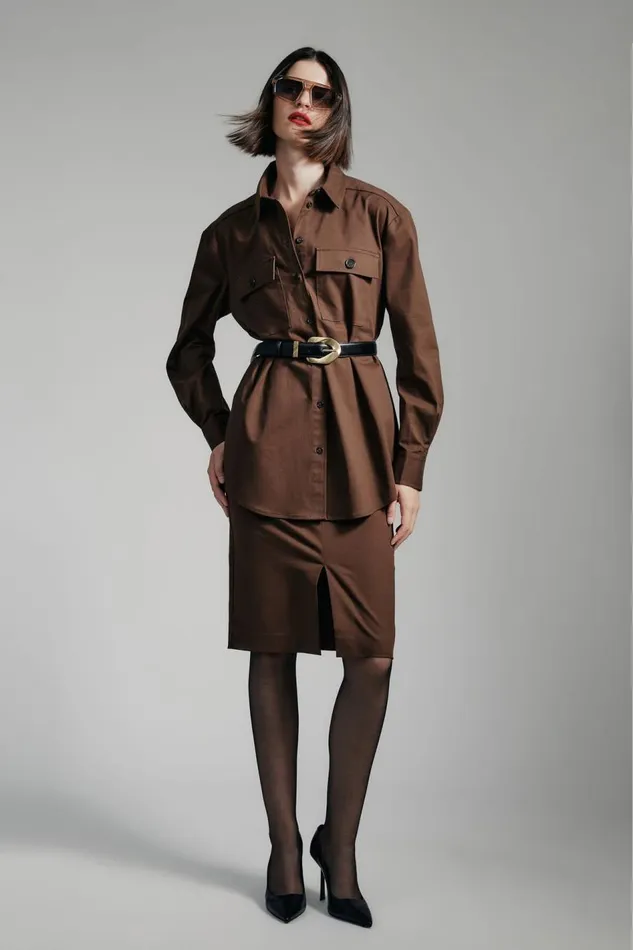 Bardot Shirts and Blouses Tybi Cotton Shirt In Chocolate 8211 Women