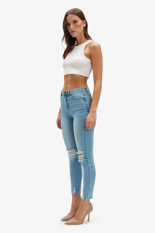 Bardot Skinny Jean Khloe Hi Crop Jeans In Mid Blue 8211 Women Bardot Skinny Jean Khloe Hi Crop Jeans In Mid Blue 8211 Women