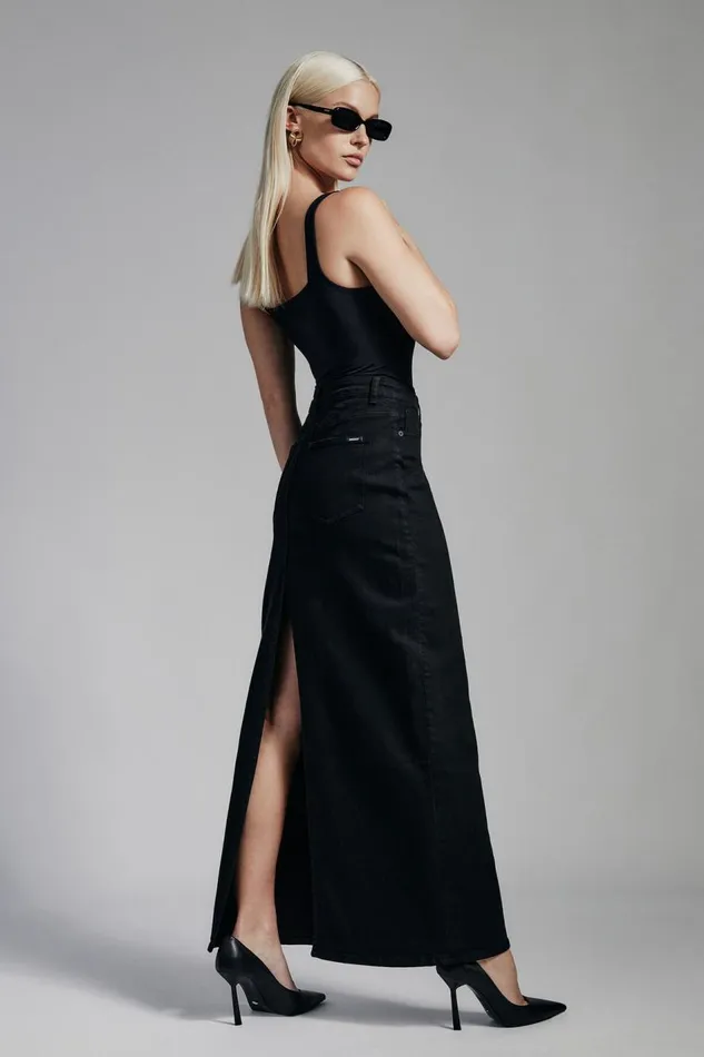 Bardot Skirts Evianna Denim Maxi Skirt In Black 8211 Women