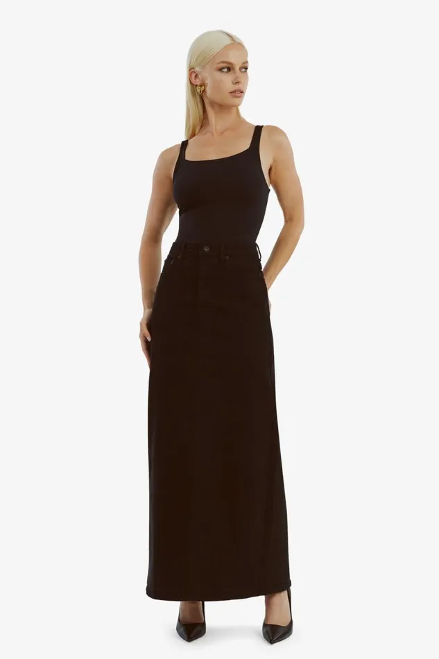 Bardot Skirts Evianna Denim Maxi Skirt In Black 8211 Women Bardot Skirts Evianna Denim Maxi Skirt In Black 8211 Women