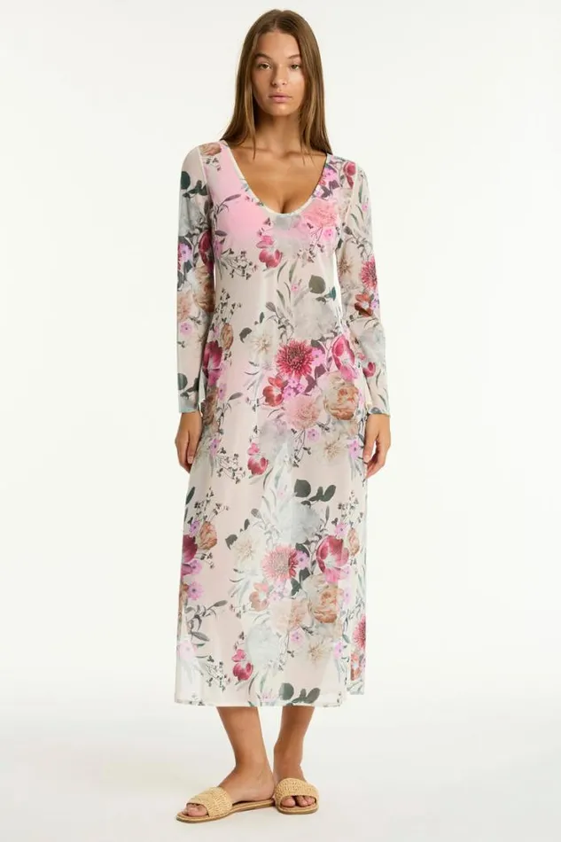Belle Mesh Long Dress Belle Coconut Women Sea Level Dresses