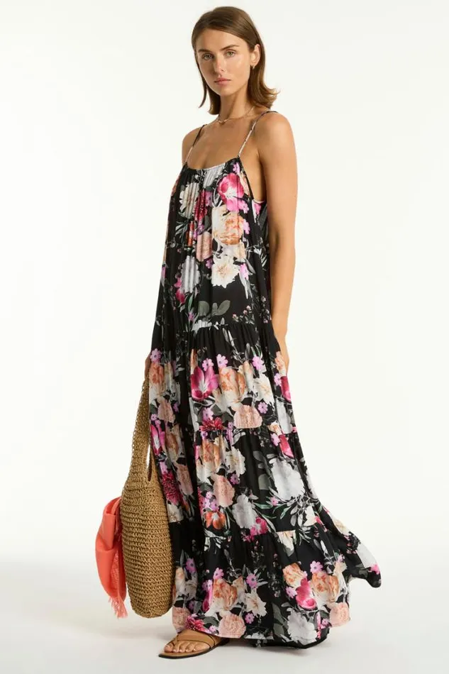 Belle Tiered Maxi Sundress Belle Black Women Sea Level Dresses