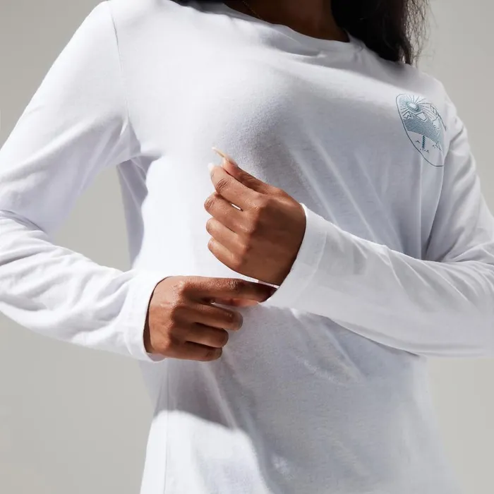 Berghaus TShirts Linear Landscape Long Sleeve Tee White 8211 Women