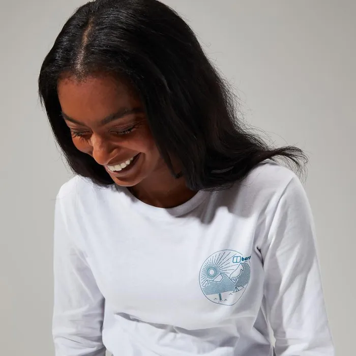 Berghaus TShirts Linear Landscape Long Sleeve Tee White 8211 Women