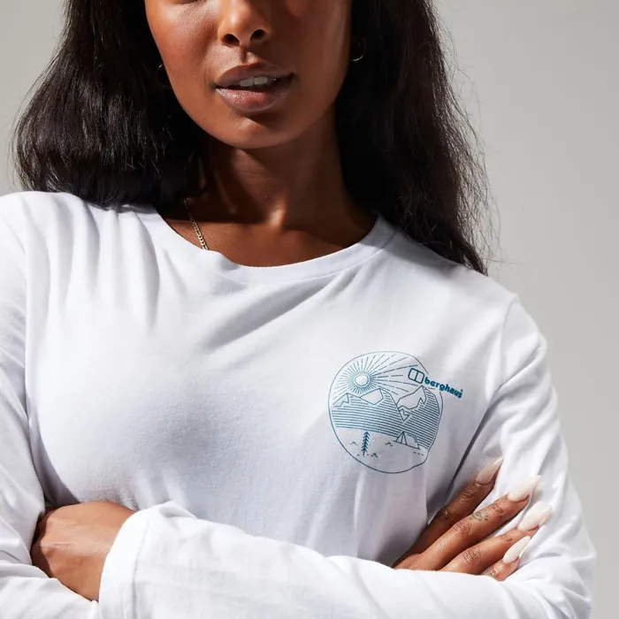 Berghaus TShirts Linear Landscape Long Sleeve Tee White 8211 Women