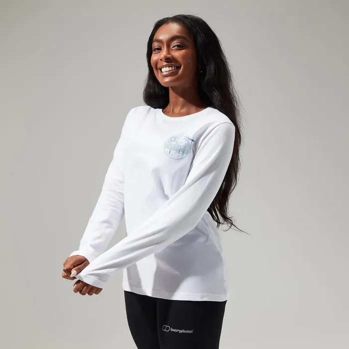 Berghaus TShirts Linear Landscape Long Sleeve Tee White 8211 Women