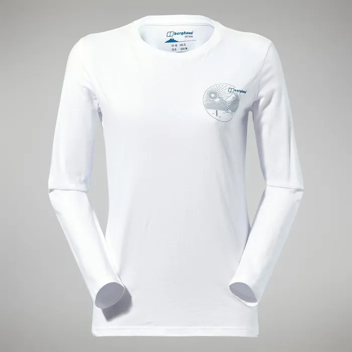 Berghaus TShirts Linear Landscape Long Sleeve Tee White 8211 Women