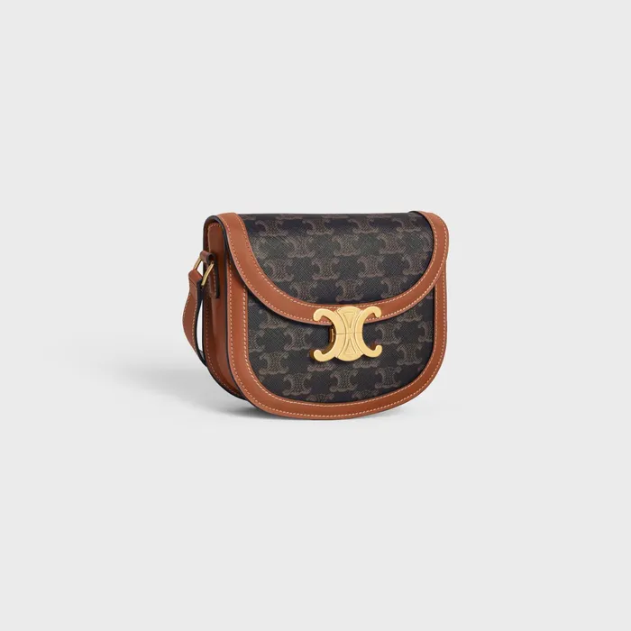 Besace Clea In Triomphe Canvas And Calfskin Tan Women CELINE CLEA Besace Clea In Triomphe Canvas And Calfskin Tan Women CELINE CLEA