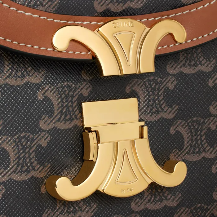 Besace Clea In Triomphe Canvas And Calfskin Tan Women CELINE CLEA Besace Clea In Triomphe Canvas And Calfskin Tan Women CELINE CLEA