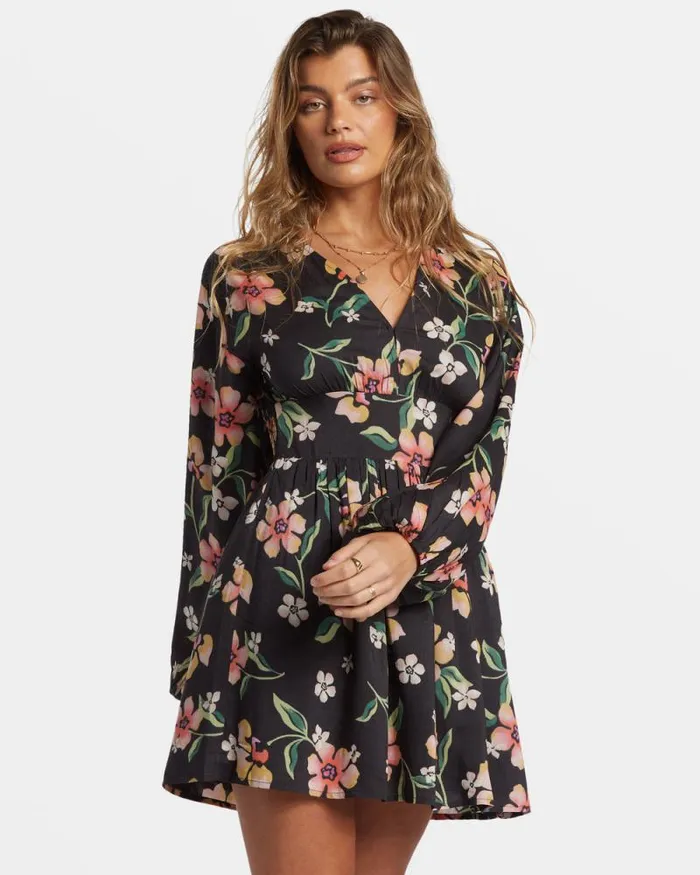 Billabong Dresses Night Bloom Mini Dress Black Sands 8211 Women Billabong Dresses Night Bloom Mini Dress Black Sands 8211 Women