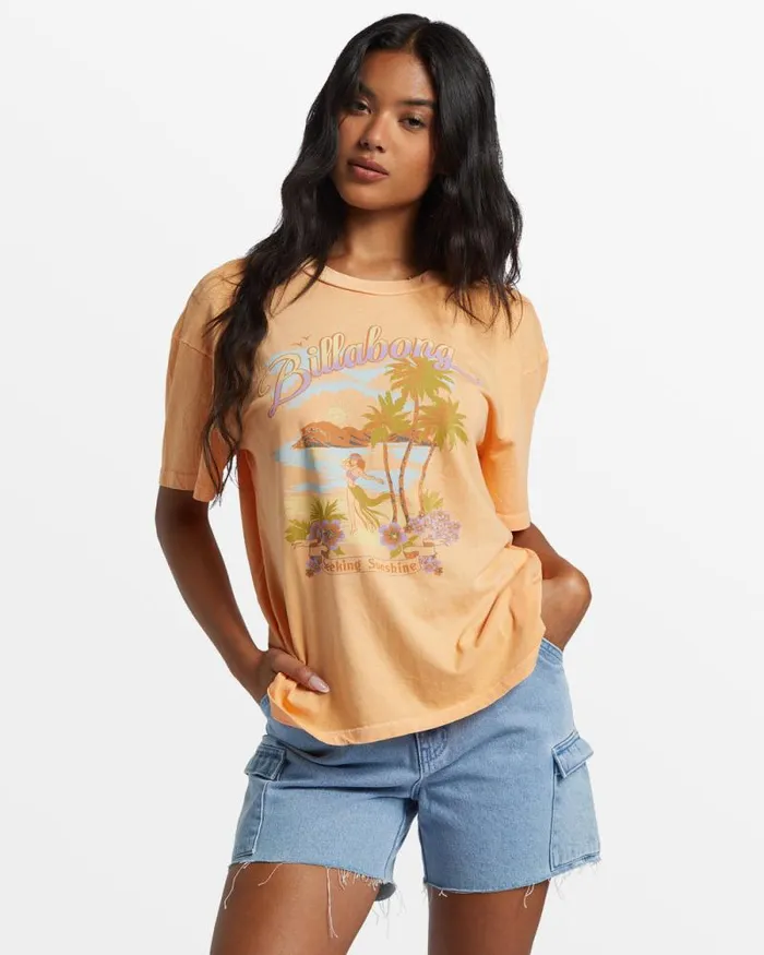 Billabong Graphic Tees and Tanks Wish You Were Here Oversized TShirt Tangy Peach 8211 Women Billabong Graphic Tees and Tanks Wish You Were Here Oversized TShirt Tangy Peach 8211 Women