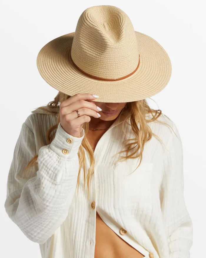 Billabong Hats and Beanies Tides Packable Straw Fedora Natural 8211 Women