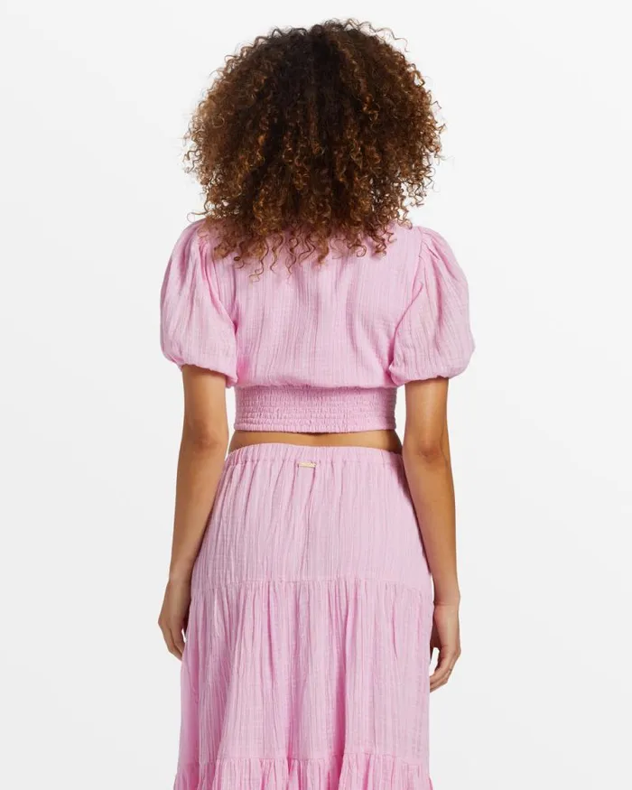 Billabong Matching Sets Tropic Heart Puff Sleeve Crop Top Pink Dream 8211 Women Billabong Matching Sets Tropic Heart Puff Sleeve Crop Top Pink Dream 8211 Women