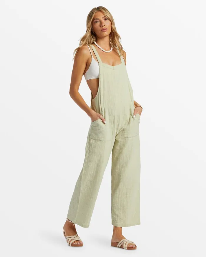 Billabong Rompers and Jumpsuits Pacific Time Jumpsuit Light Avocado 8211 Women