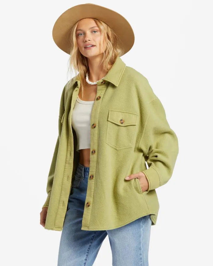 Billabong Sweatshirts and Fleece Anytime Shacket Oversized ButtonThrough Jacket Avocado 8211 Women Billabong Sweatshirts and Fleece Anytime Shacket Oversized ButtonThrough Jacket Avocado 8211 Women