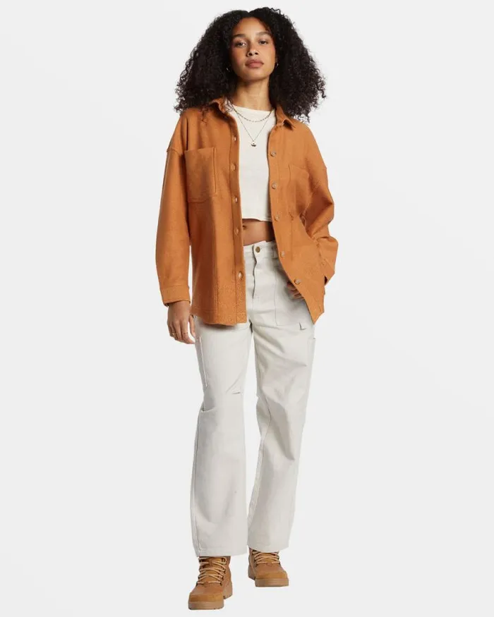 Billabong Tops Everytime Oversized Shacket Sandalwood 8211 Women Billabong Tops Everytime Oversized Shacket Sandalwood 8211 Women