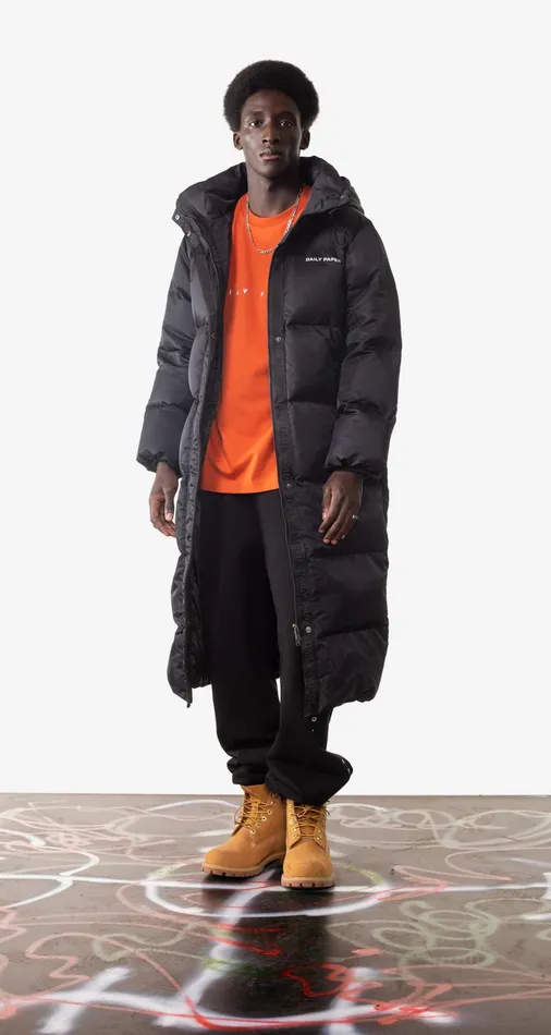 Black Epuff Long Jacket Men Daily Paper Jackets