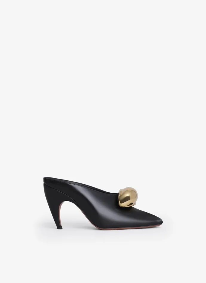 Black SPIKE JEWEL MULES IN CALFSKIN Women Alaa Mules