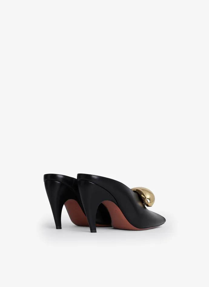 Black SPIKE JEWEL MULES IN CALFSKIN Women Alaa Mules