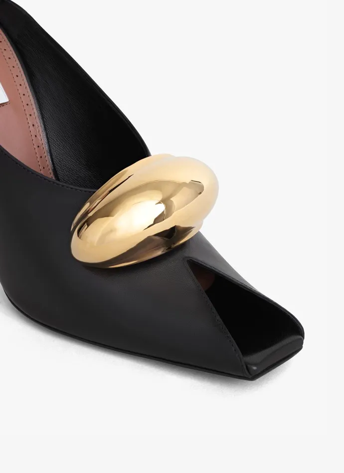 Black SPIKE JEWEL MULES IN CALFSKIN Women Alaa Mules
