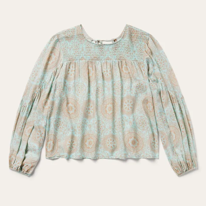 Blouses Women Stetson Mandala Print Peasant Blouse Blue