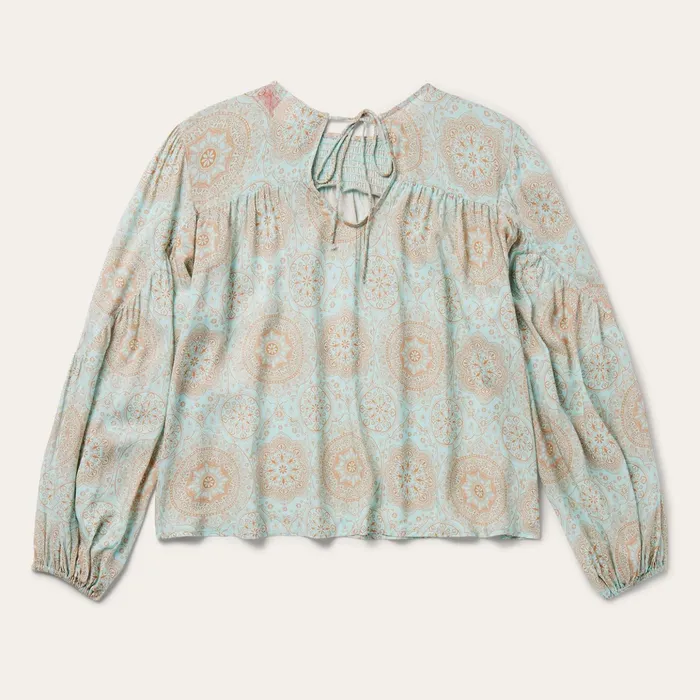 Blouses Women Stetson Mandala Print Peasant Blouse Blue