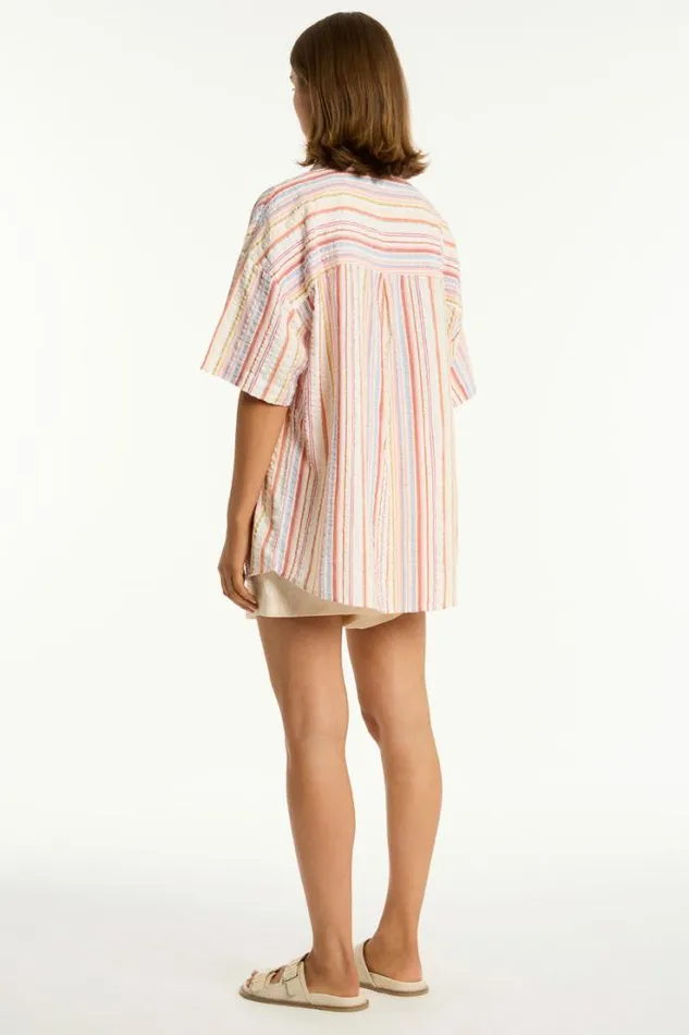 Boho Stripe Aloha Shirt Boho Stripe Women Sea Level Tops