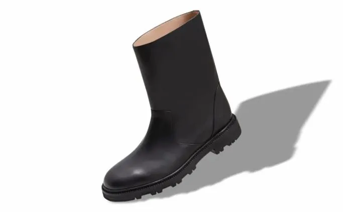 Boots Men Manolo Blahnik MOTOSOBlack Calf Leather Mid Calf Boots