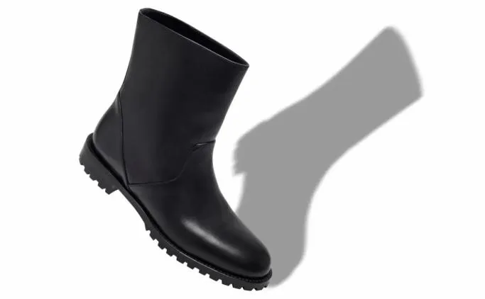 Boots Women Manolo Blahnik MOTOSABlack Calf Leather Ankle Boots