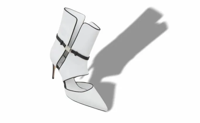 Boots Women Manolo Blahnik TRIFULCAWhite And Black Nappa Leather Mid Calf Pumps Boots Women Manolo Blahnik TRIFULCAWhite And Black Nappa Leather Mid Calf Pumps