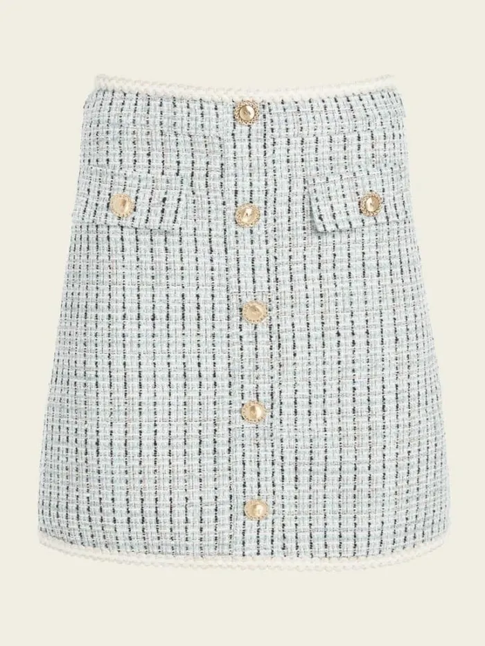 Bottoms Women Marciano Provence Tweed Skirt Remarkable Blue Tweed Bottoms Women Marciano Provence Tweed Skirt Remarkable Blue Tweed