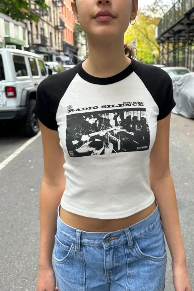 Brandy Melville Graphics Bella Radio Silence Top White 8211 Women
