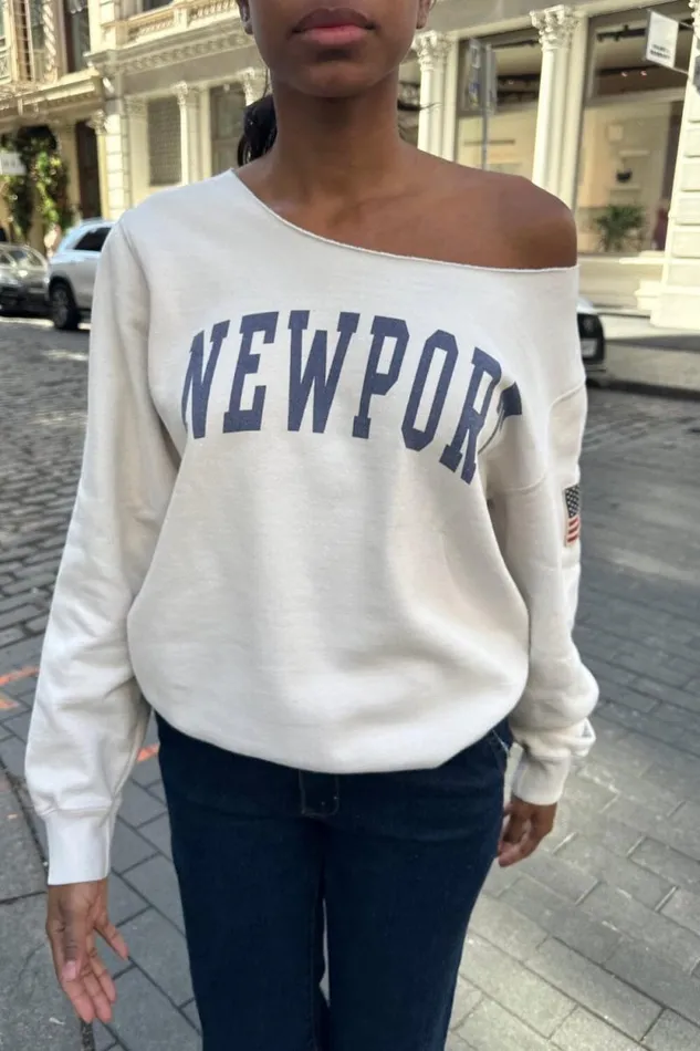 Brandy Melville Graphics Erica Newport Sweatshirt Cement 8211 Women