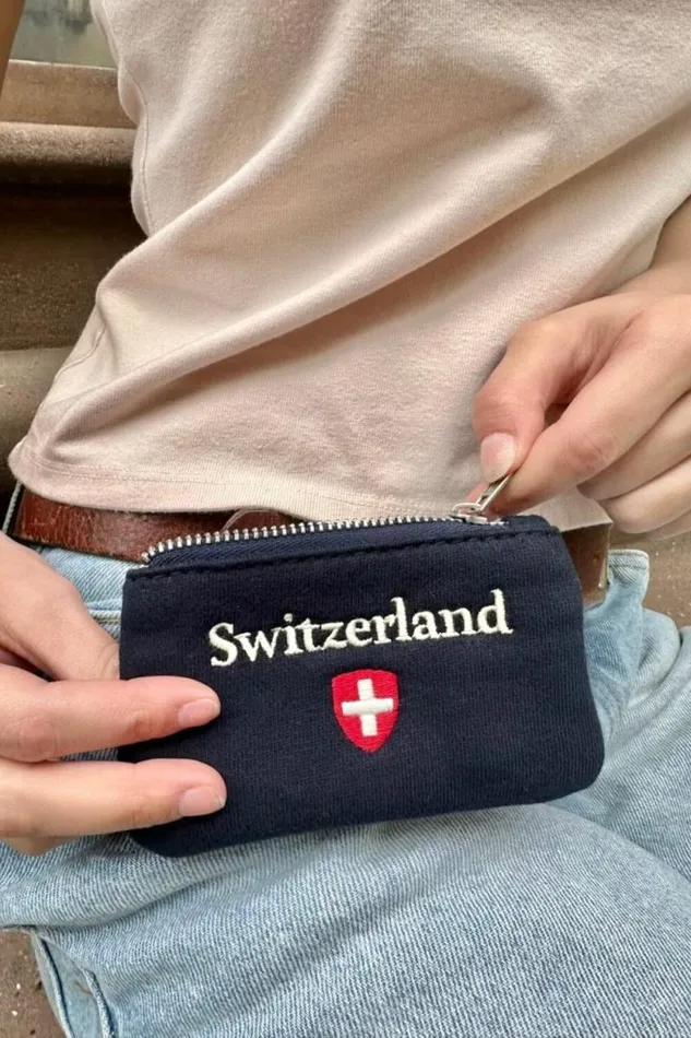 Brandy Melville Graphics Switzerland Coin Purse Classic Navy 8211 Women
