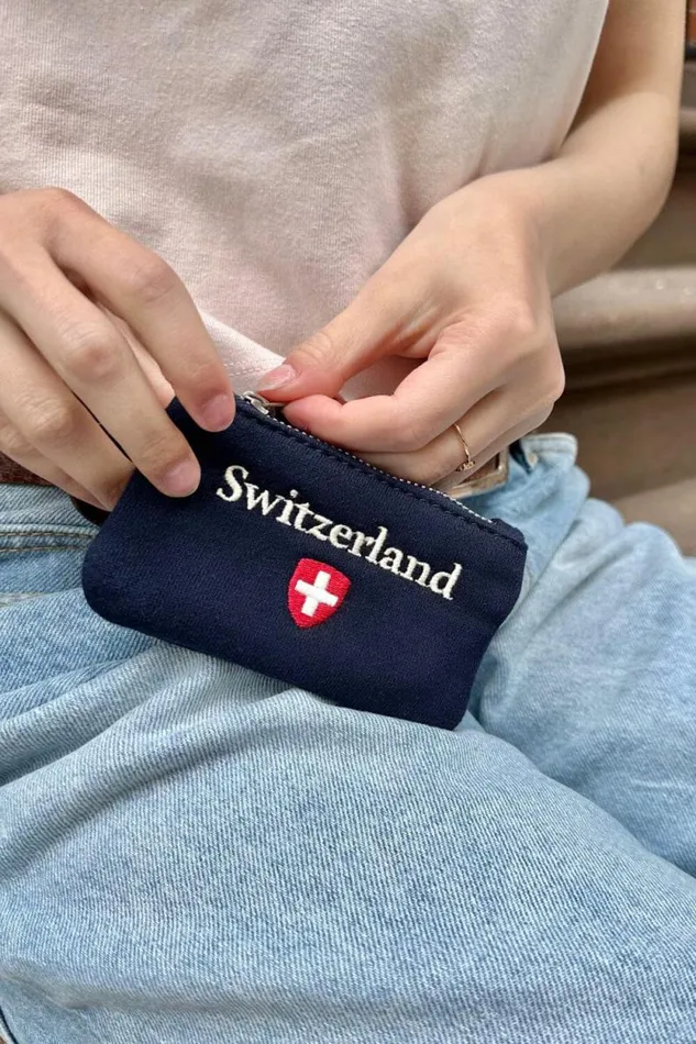 Brandy Melville Graphics Switzerland Coin Purse Classic Navy 8211 Women